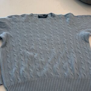 Polo Ralph Lauren Cable Knit Crewneck Sweater in Light Blue